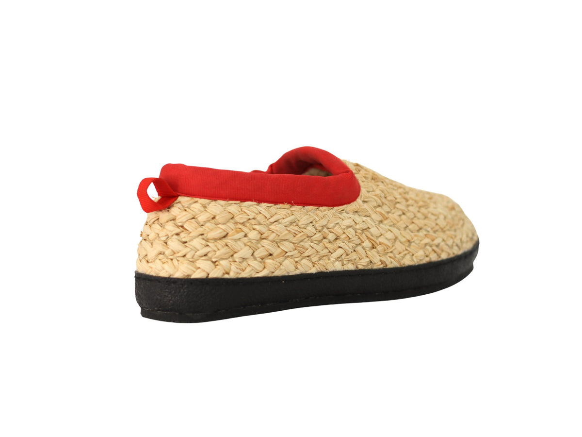 Strohschuhe Black Edition rot – schräg von hinten