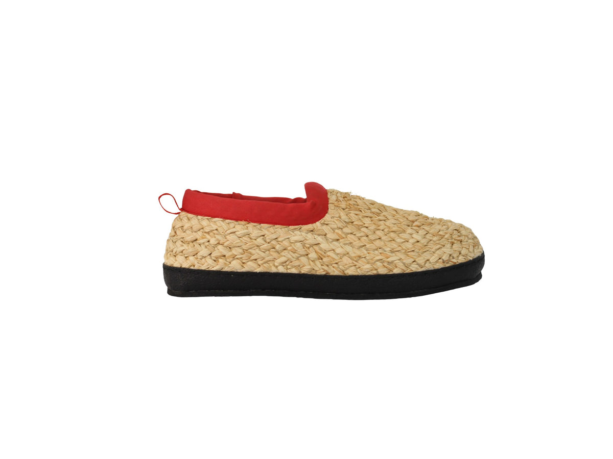 Strohschuhe Black Edition rot – Seitenansicht