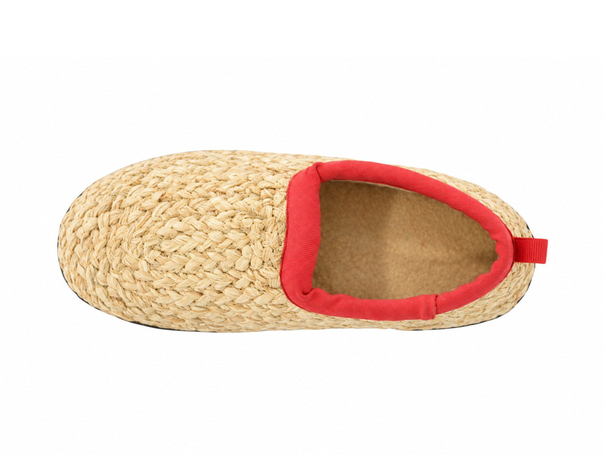 Strohschuhe Black Edition rot – Draufsicht mit warmem Futter