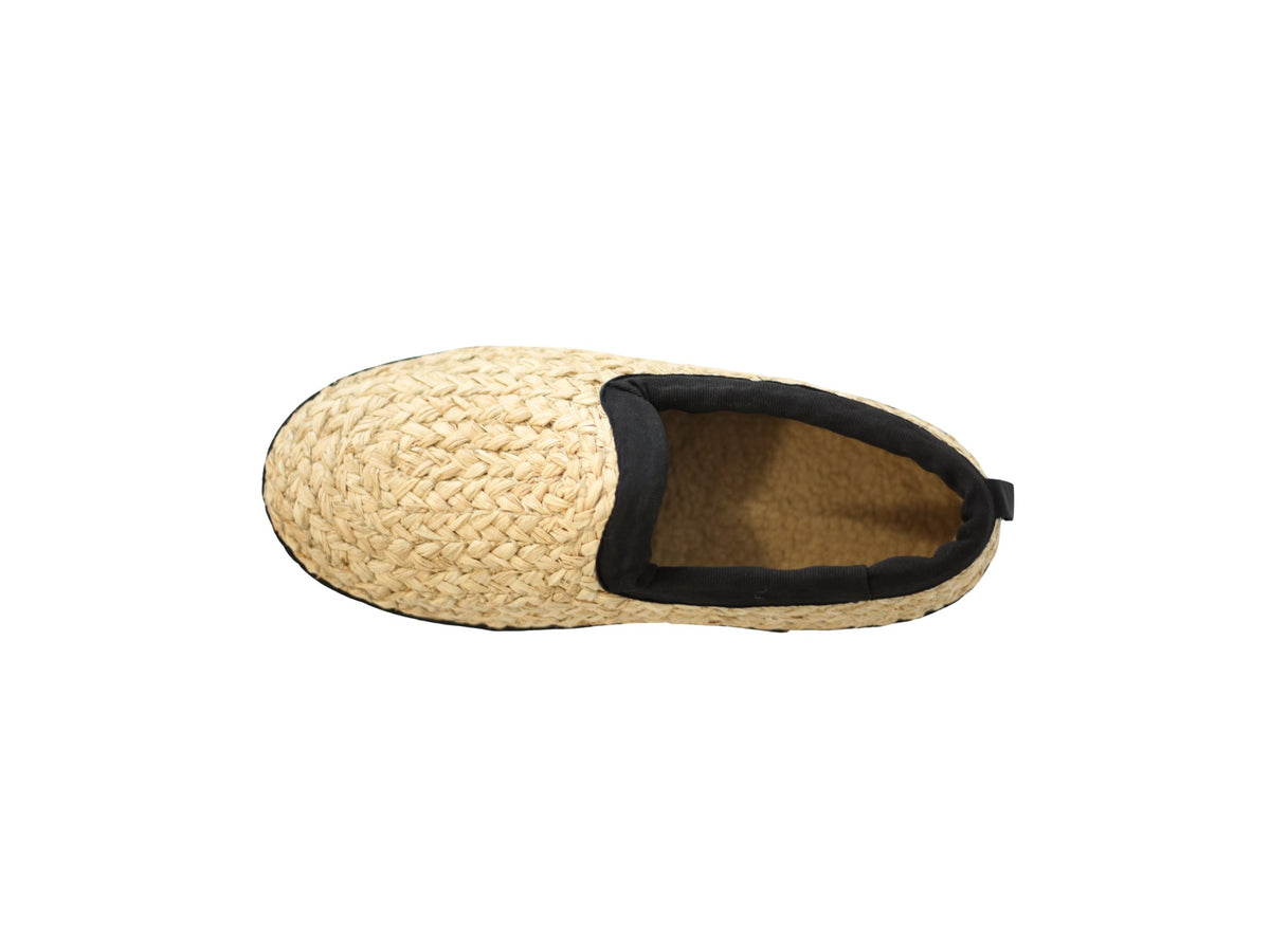Strohschuhe Black Edition schwarz – Draufsicht mit warmem Futter