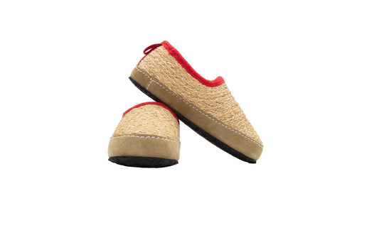 Kinder Strohschuhe mit Profilsohle rot